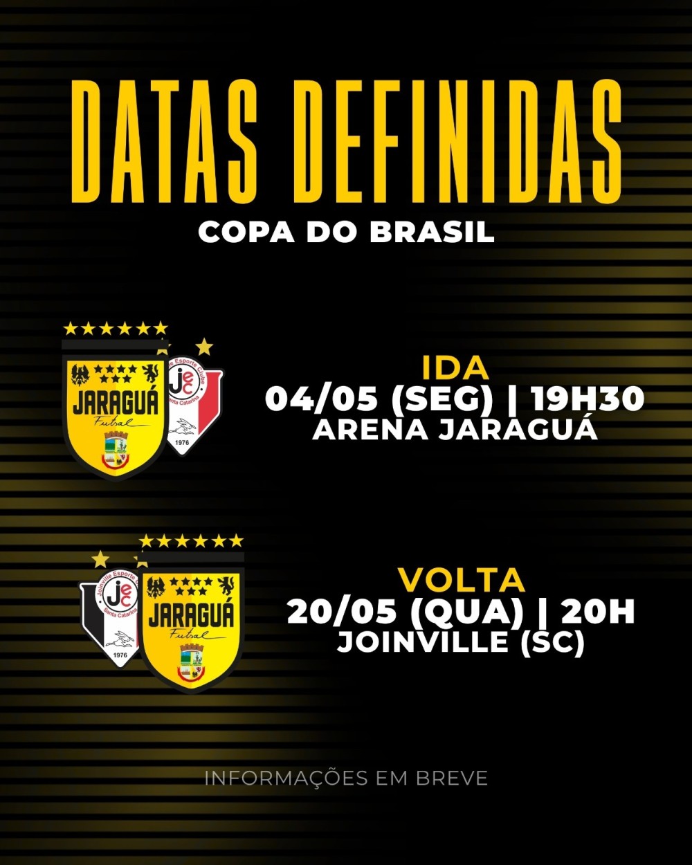 Jaraguá conhece datas do clássico contra o Joinville pela Copa do Brasil