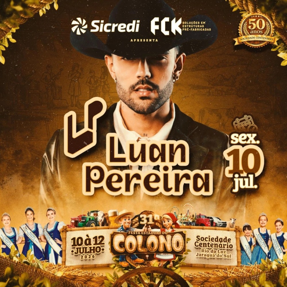31ª Festa Estadual do Colono terá Luan Pereira e programação para toda a família em Jaraguá do Sul