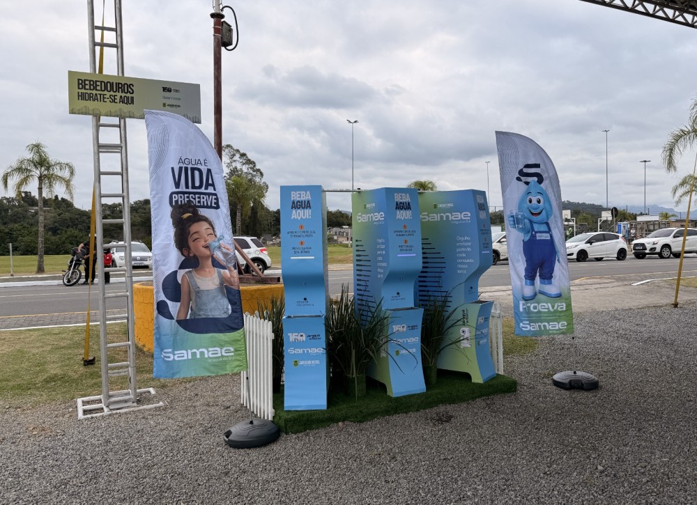 Bebedouros do Samae registram fornecimento de quase 4 mil litros de água durante o evento dos 150 anos de Jaraguá do Sul