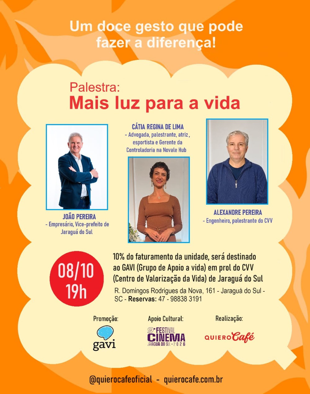 Palestra Mais luz para a vida promove conscientização e valorização da vida em Jaraguá do Sul