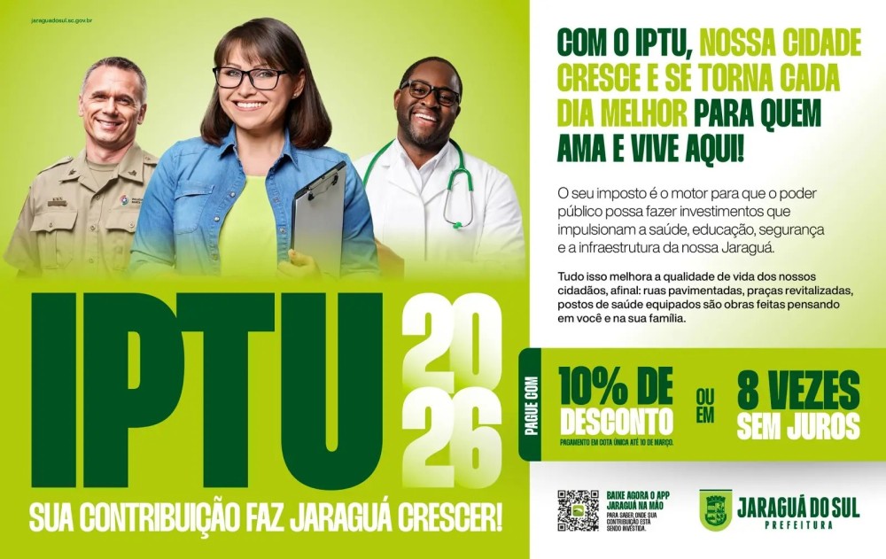 IPTU 2026: Prefeitura de Jaraguá do Sul já entregou 52 mil carnês