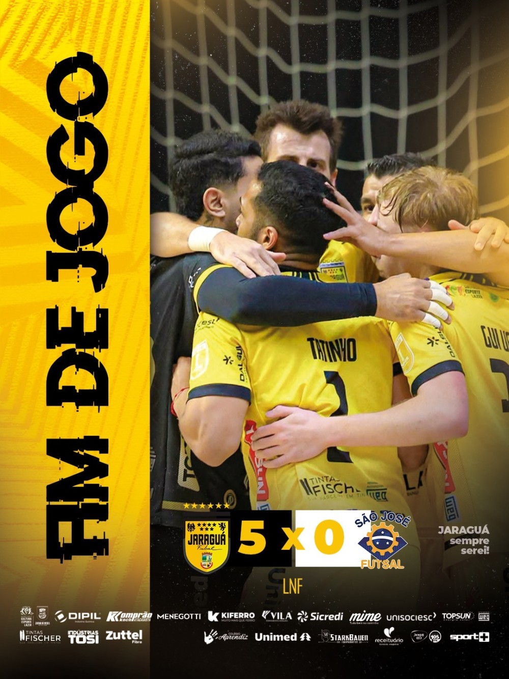 Jaraguá Futsal faz 5 a 0 no São José e conquista a segunda vitória consecutiva na LNF
