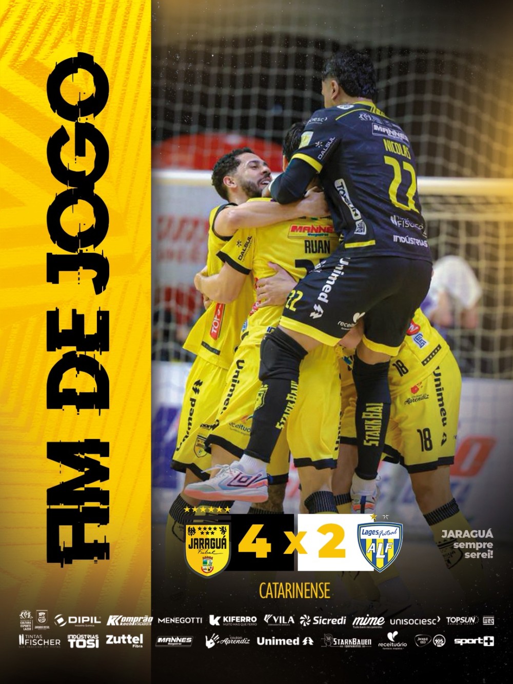 Jaraguá Futsal vence Lages e reassume vice-liderança do Estadual