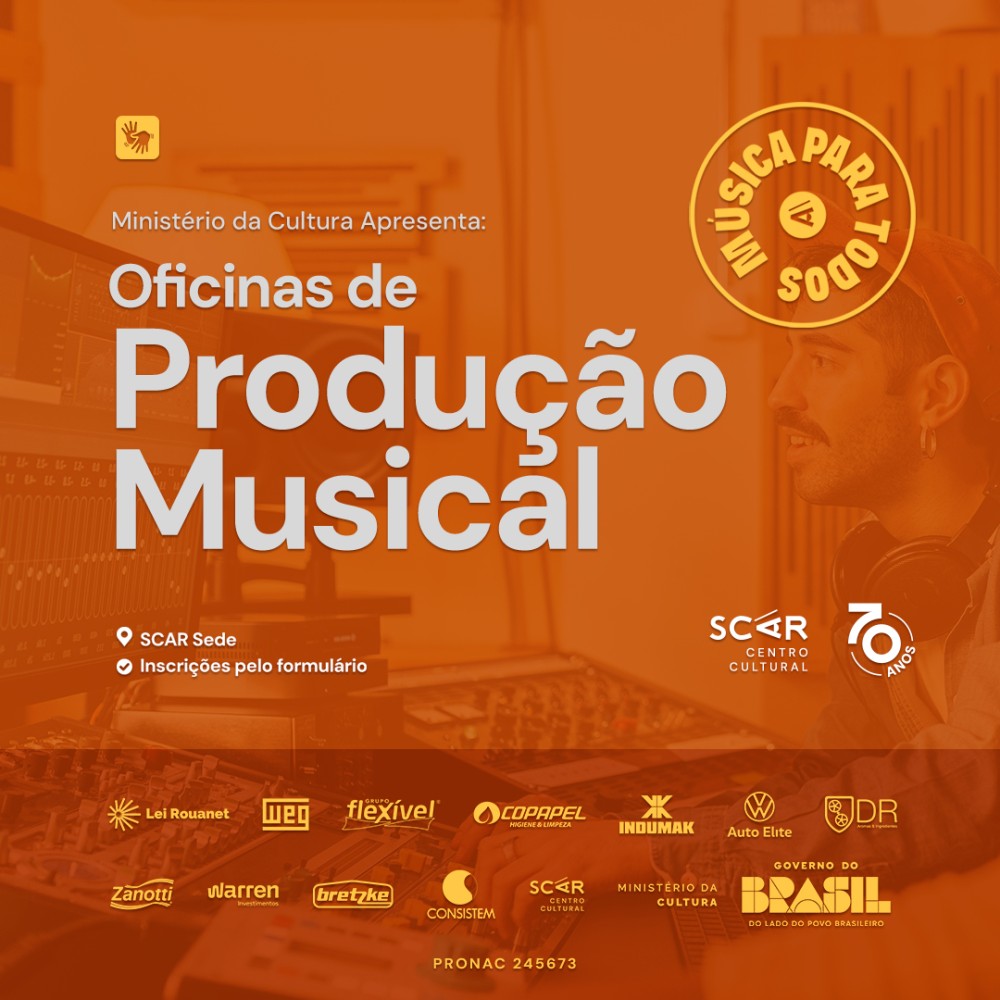 Oficina de produção musical do projeto Música Para Todos está com inscrições abertas