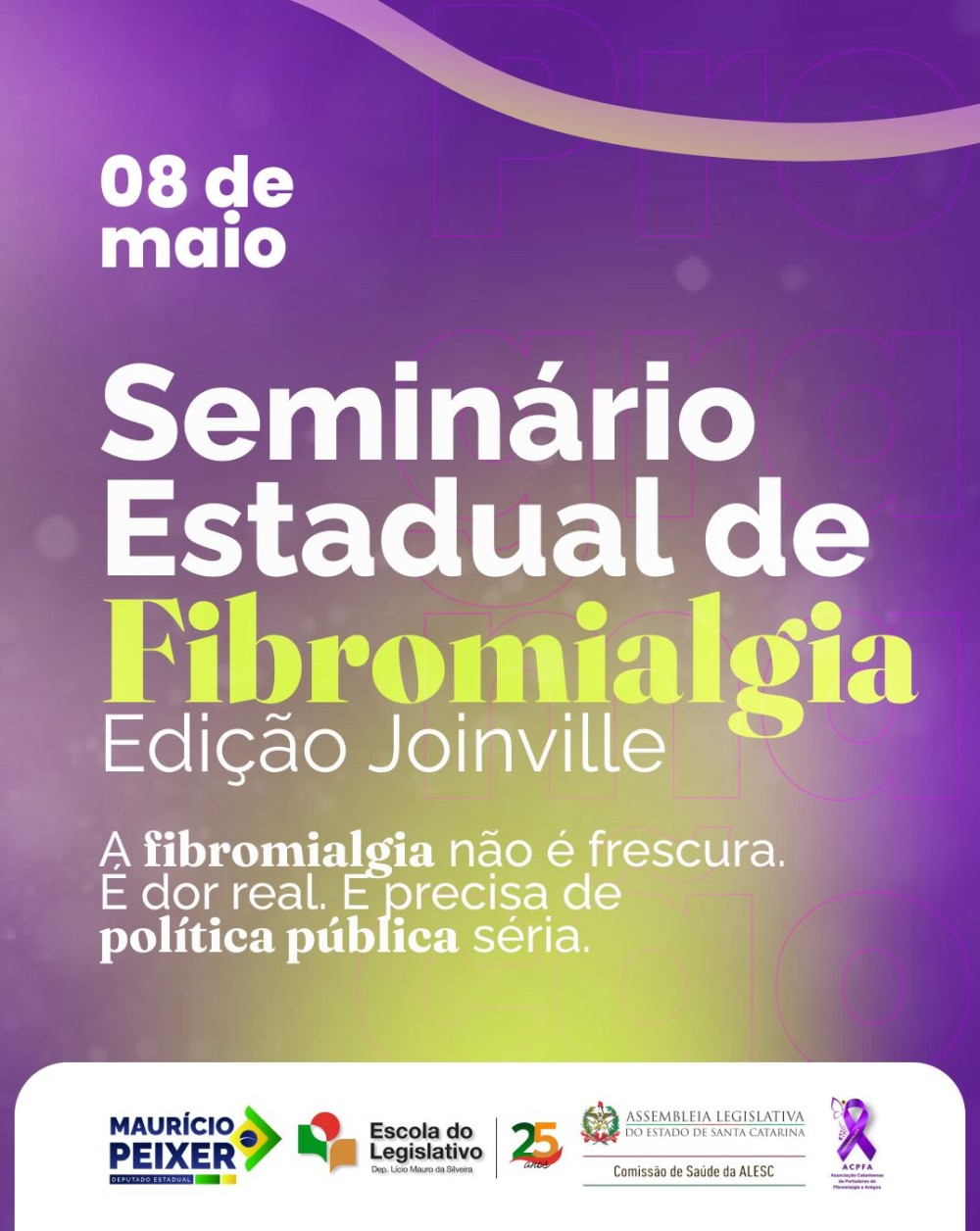 Joinville sedia Seminário Estadual sobre Fibromialgia e coloca em pauta uma das doenças mais invisibilizadas do país