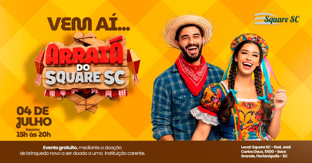 Arraiá do Square SC terá Boi de Mamão, Dona Maricotinha, Banda de Forró e atrações gratuitas