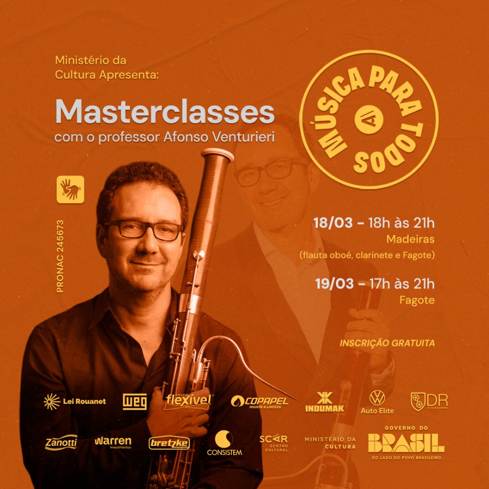 SCAR recebe masterclasses gratuitas com o fagotista Afonso Venturieri