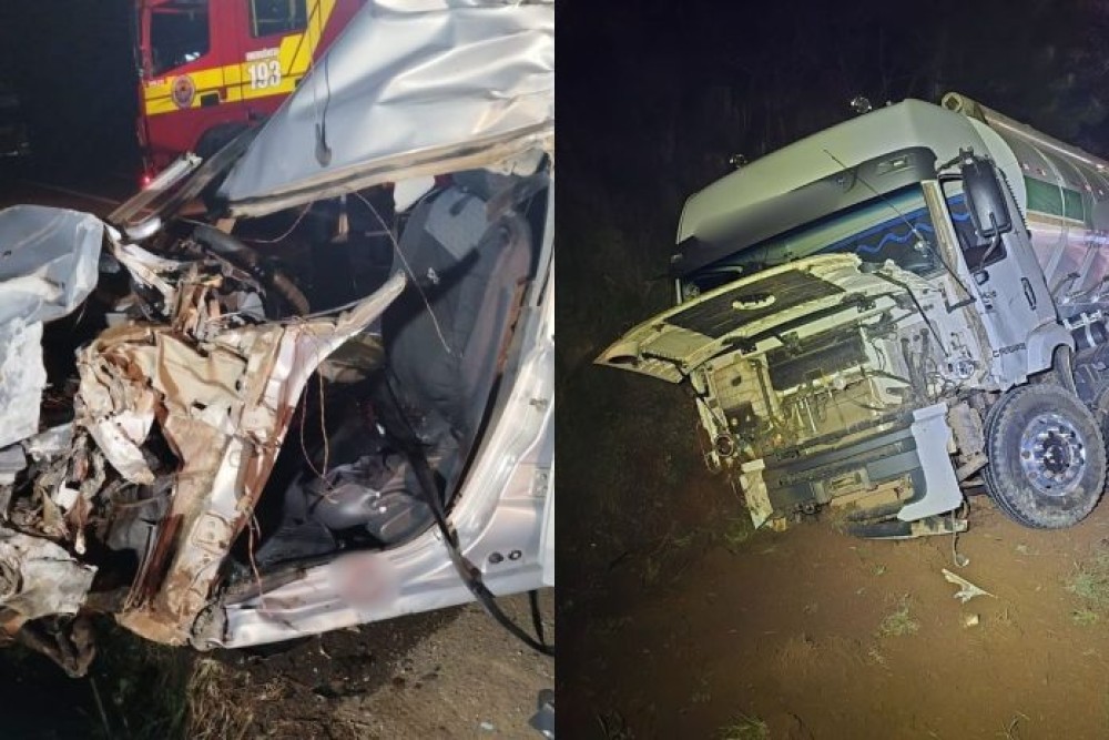 Colisão entre carro e caminhão deixa motorista morto na BR-282