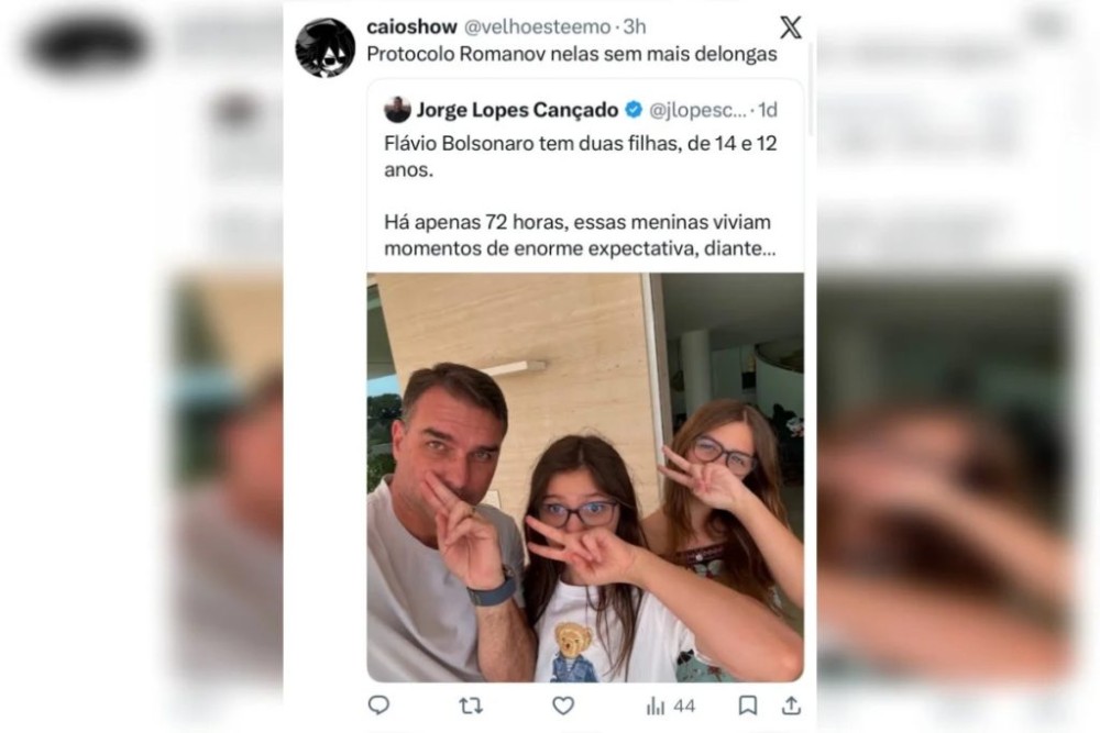 Empresa de SC demite funcionário que sugeriu matar as filhas de Flávio Bolsonaro