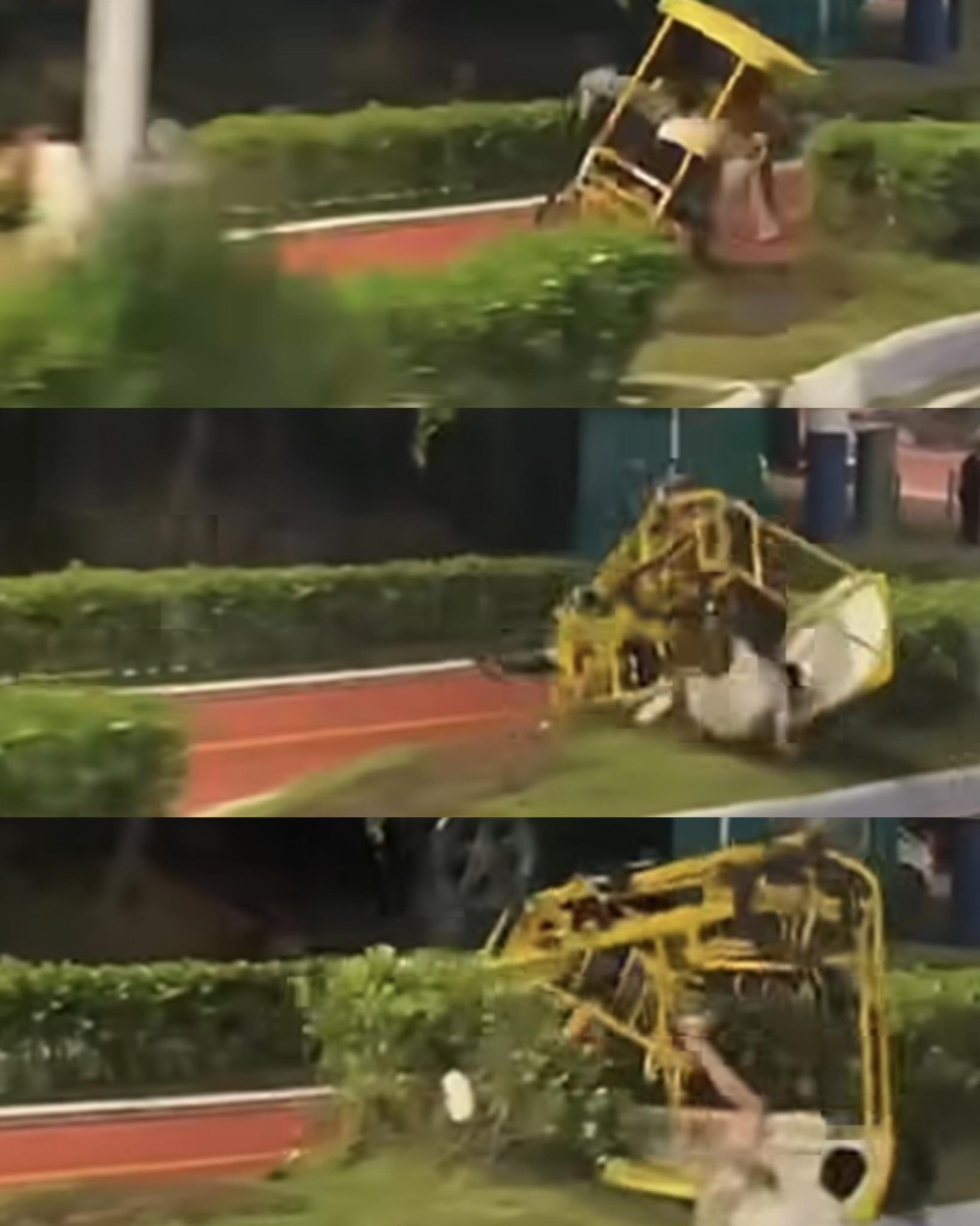 VÍDEO: Triciclo desgovernado capota após alta velocidade em SC