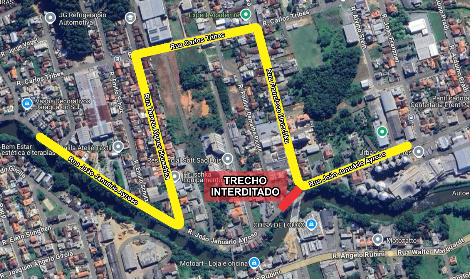 URGENTE: Jaraguá Esquerdo terá trecho totalmente interditado.