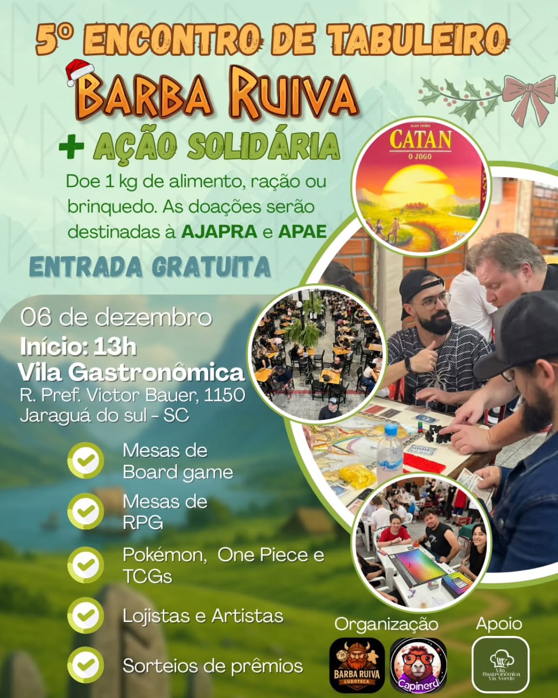 Jaraguá do Sul recebe 5º Encontro de Tabuleiro Barba Ruiva com ação solidária neste sábado